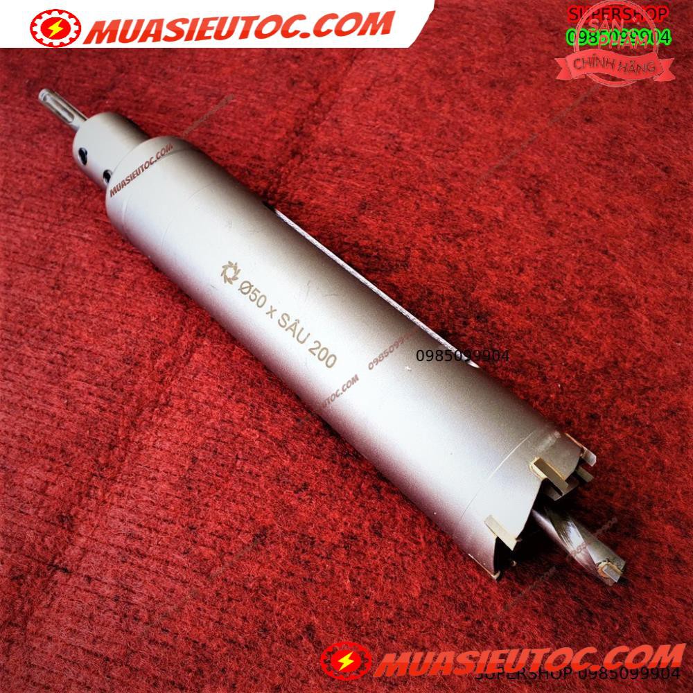 Mũi khoan rút lõi khoét tường gạch sâu Phi 50 x 200 mm không khoan bê tông, không khoan chế búa
