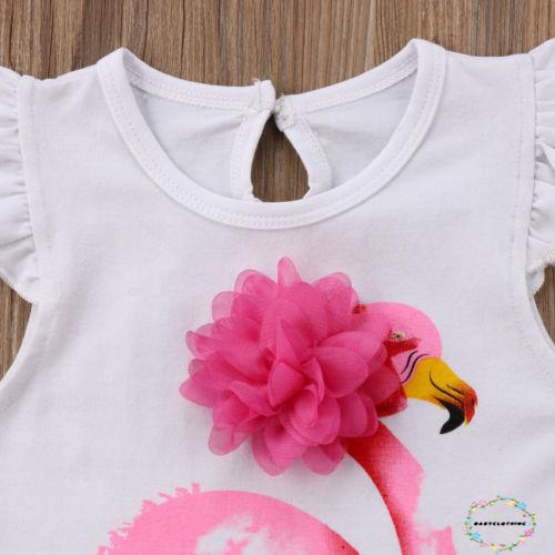 ღWSVღNewborn Baby Girls Flamingos Bodysuit Romper Outfits Clothes Sunsuit