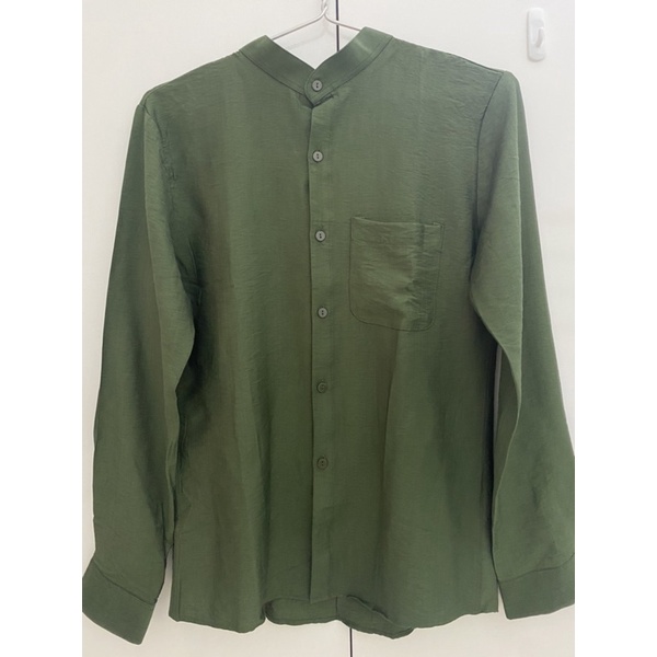 Áo sơ mi cổ tàu dài tay, sơ mi vải đũi xước thoáng mát, sơ mi nam túi ngực 3 màu ĐEN,TRẮNG,RÊU SMCT01 EL Nino