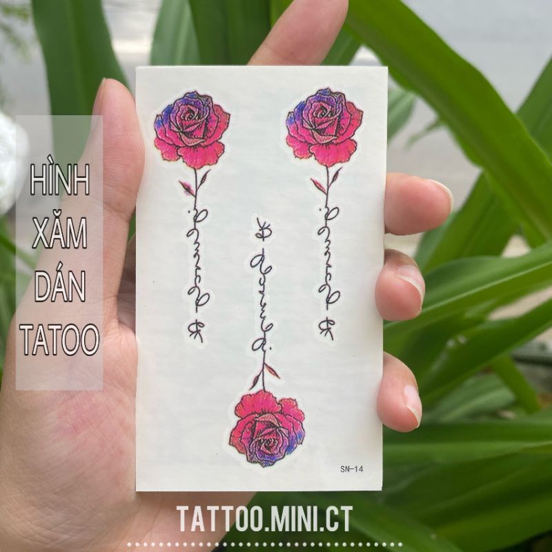 Hình xăm dán hoa hồng nhỏ sn14 tatoo .Xăm dán tatoo mini tạm thời, size <10x6cm