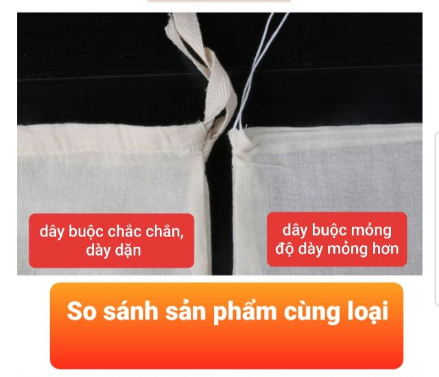  Túi lọc vải bông nấu ăn, túi lọc vải dây rút 30x40cm (2 túi/sp) - HVL TEA