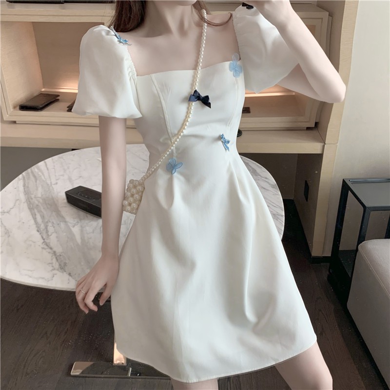 FREESHIP / CÓ ẢNH THẬT Váy trắng/Đầm trắng Ulzzang cổ U tay bồng Hàn Quốc