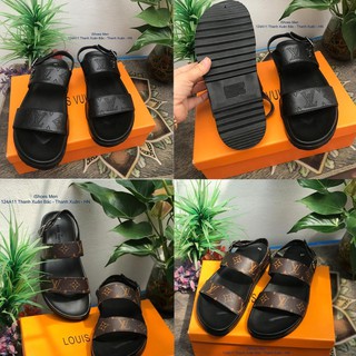 Sandal LV Nam, Dép quai hậu nam da thật cao cấp, đế êm bảo hành 12 tháng