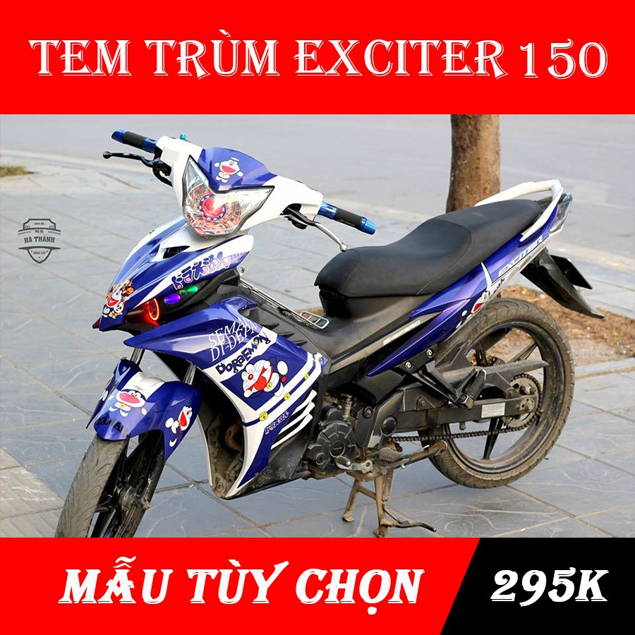 Tem Trùm Exciter 135 Doremon Xanh Trắng