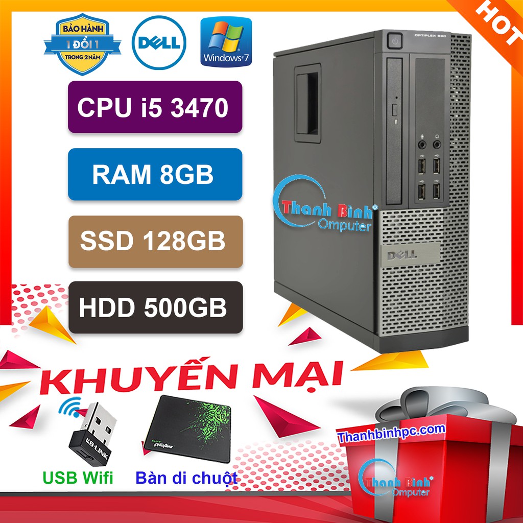 Máy tính đồng bộ Dell Optiplex (Core I5 3470/8G/SSD128G/500GB) [💖FREESHIP💖 Đơn Từ 150K] Bảo Hành 24 Tháng