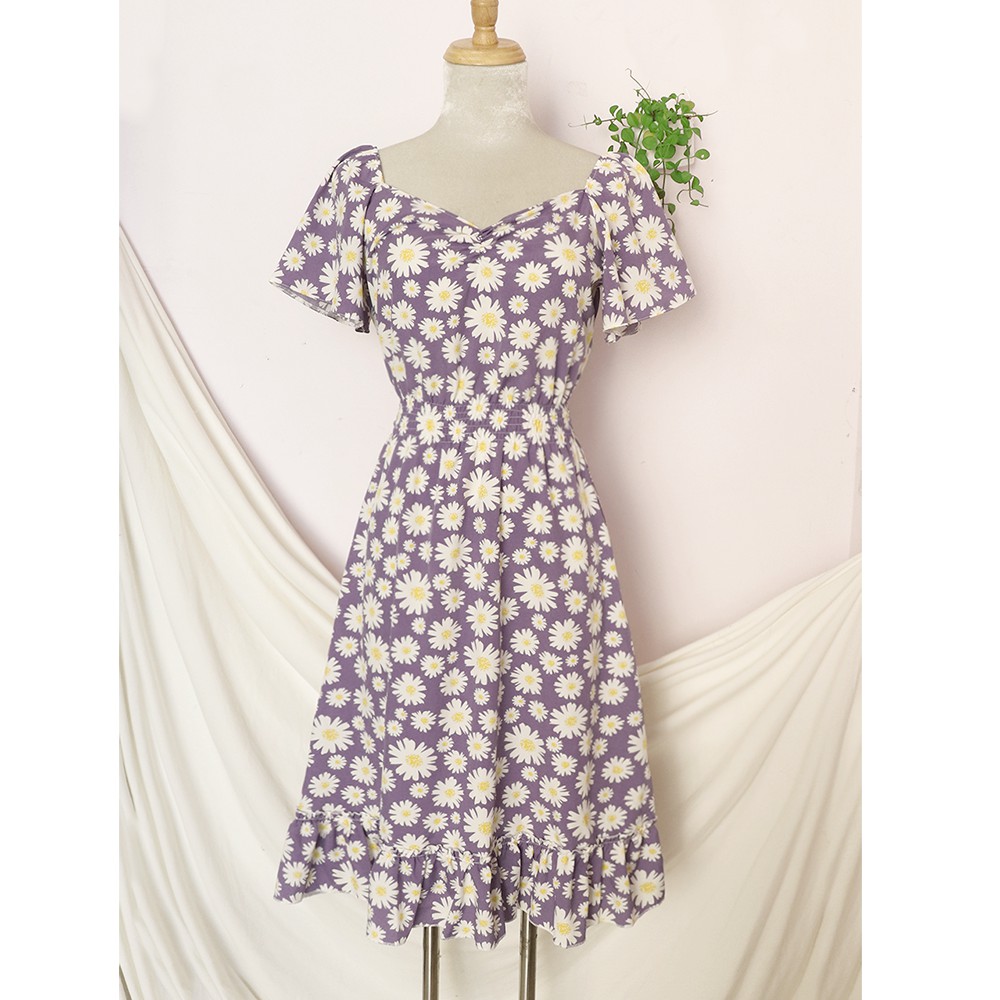 [Mã SKAMSALEP6 giảm 10% tối đa 100K đơn 150K] Đầm váy nữ hoa cúc hot trend, dáng xoè, dễ thương, dạo phố Rolisa RD050 | BigBuy360 - bigbuy360.vn