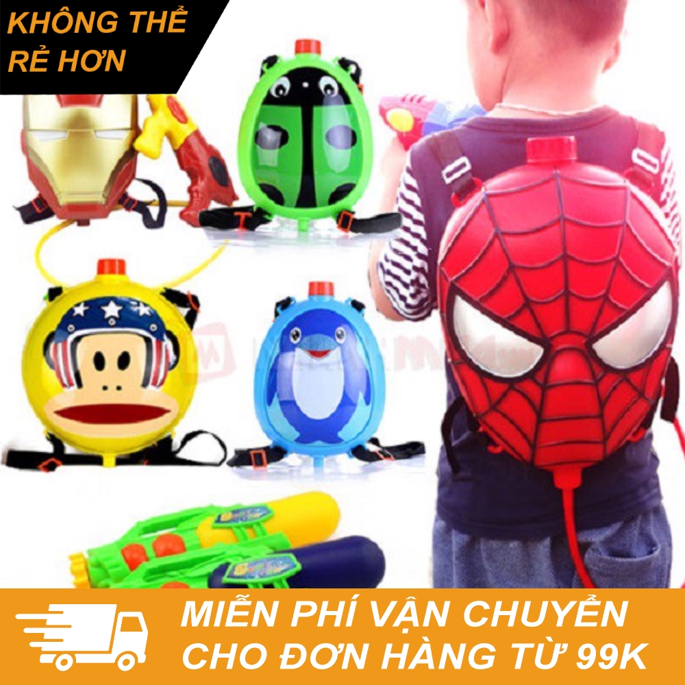 Súng bắn Nước kèm Ba lô hoạt hình trữ nước cho bé vui chơi
