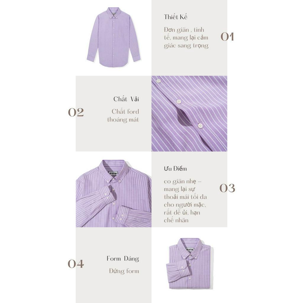 Áo Sơ Mi Nam Cao Cấp Purple Stripes Oxford BY COTTON