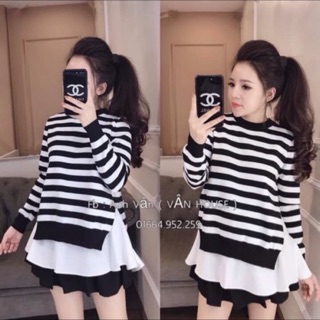 Sét áo len phối sơ mi xinh xinh