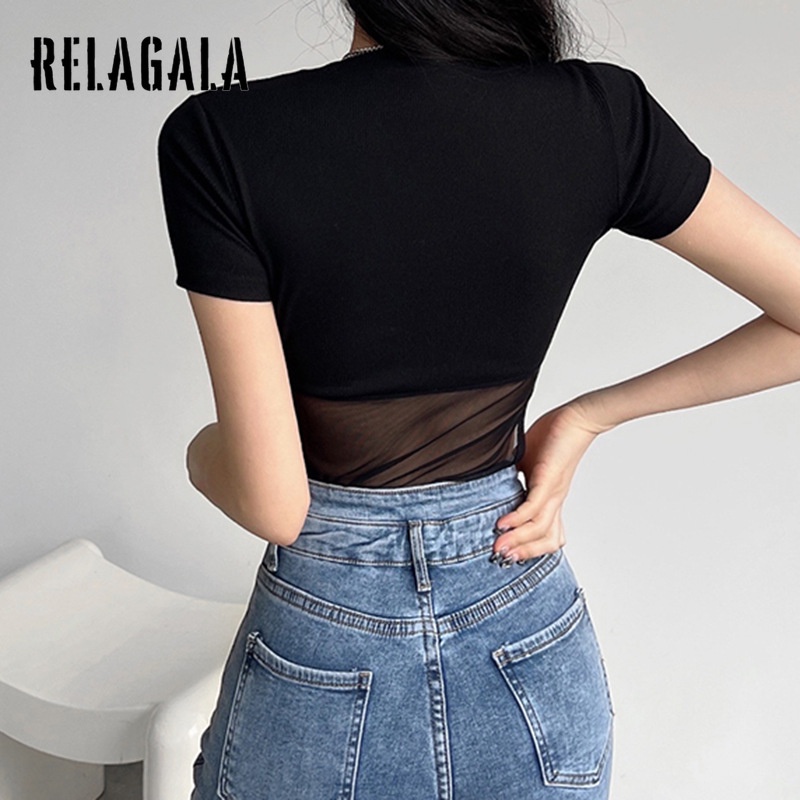 Áo Lưới Mỏng Tay Ngắn Cổ Thuyền Màu Trơn 2022 Dành Cho Nữ | BigBuy360 - bigbuy360.vn