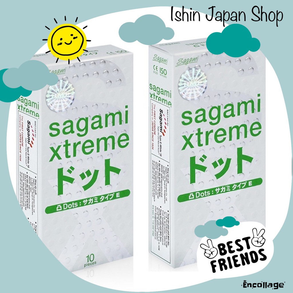 (Hộp 10 Cái) Bao Cao Su SAGAMI EXTREME WHITE Cao Cấp Gân Gai - Xuất Xứ Nhật Bản