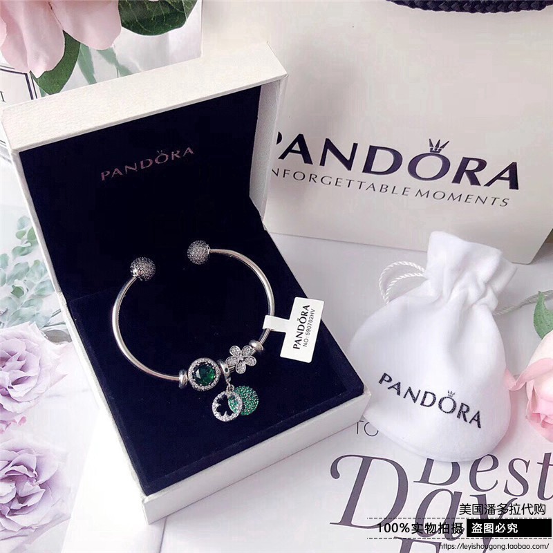 PANDORA Vòng Tay Hở Mặt Cỏ Bốn Lá Bằng Bạc Sterling Pandora925 Aa03564Sfsd Asrt666