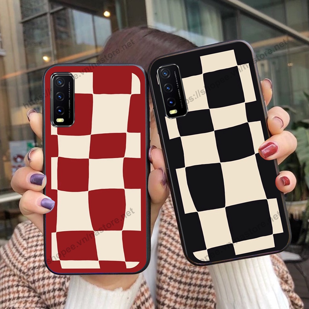 Ốp lưng Vivo Y12S / Y20 / Y20S / V20 / Y51 2020 mặt cười, họa tiết caro đơn giản đẹp cute