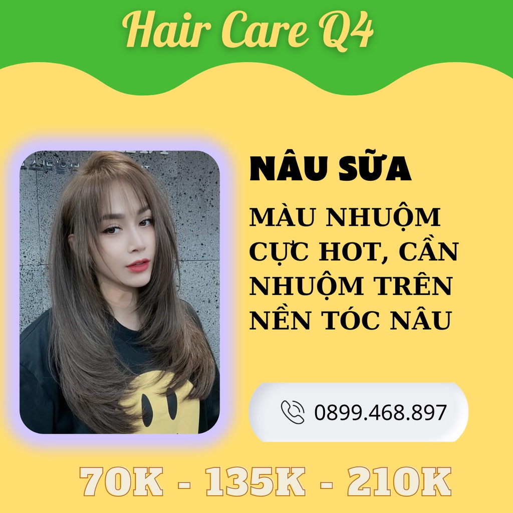 Thuốc nhuộm tóc màu nâu sữa, nâu tây, nâu khói không cần tẩy - Hair Care Q4