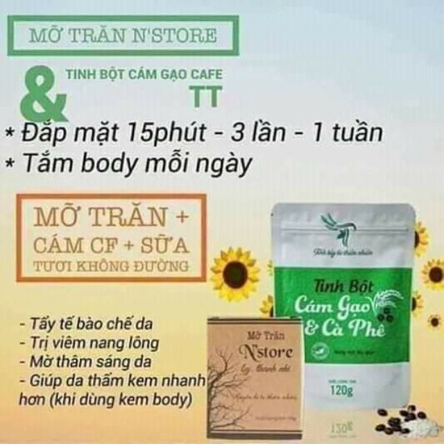 Combo cám gạo cafe + mỡ trăn N'store 140k