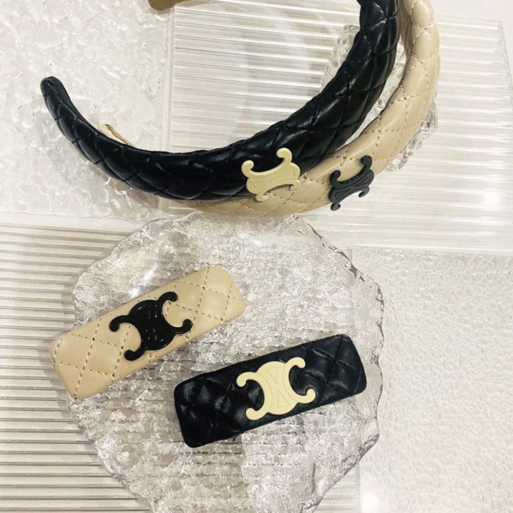 Băng Đô Cài Tóc Bằng Xốp Pu Họa Tiết Kẻ Ô Phong Cách Hàn Quốc Sang Trọng