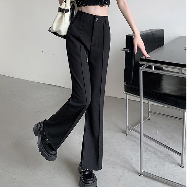 SUXI Quần Dài Ống Rộng Lưng Cao Màu Sắc Đơn Giản Hợp Thời Trang Cho Nữ