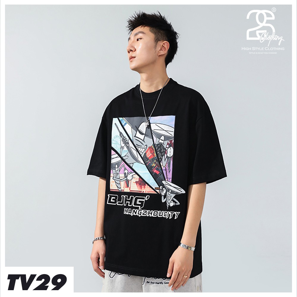 Áo Cotton Nam Unisex Tay Lỡ Ulzzang 2s Clothing Áo Phông Đen Cotton Oversize Form Rộng In Truyện Cool Ngầu TV29