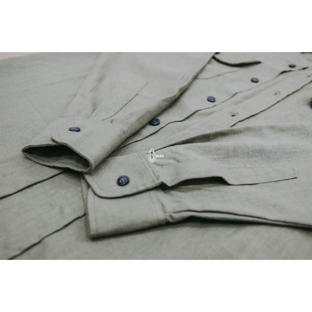 ÁO SƠ MI LINEN XANH RÊU THOÁNG MÁT DÀNH CHO NAM | GIRAN
