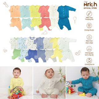 Bộ Dài Cài Thẳng vải sợi tre Arich màu trơn cho bé (0-3 tháng đến 12-18 tháng)