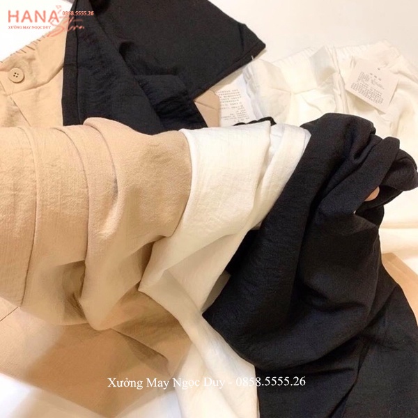 Quần Culottes đũi dáng dài 100cm kiểu quần ống rộng vải đũi nữ khóa thật cúc cài lưng chun mặc đi biển ở nhà mùa Hè mát