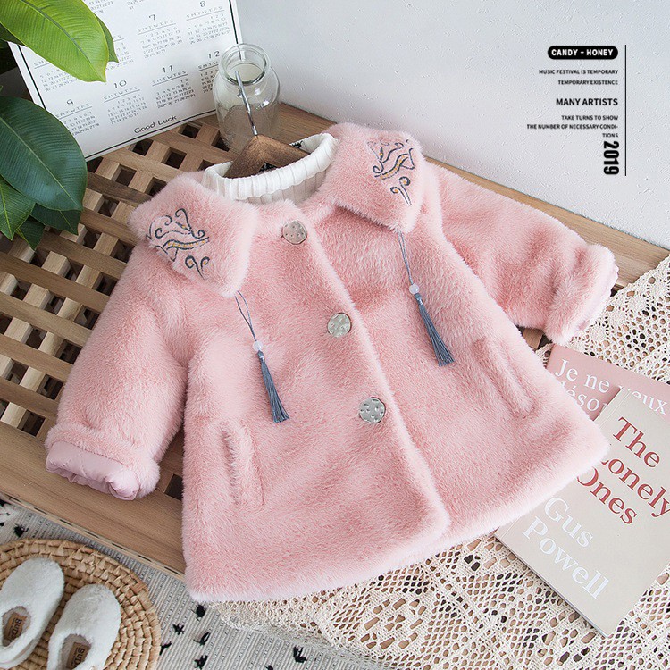 Áo khoác lông nhung mịn đẹp phong cách mới cho bé gái size 12-20kg AK10