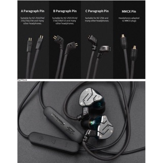 Dây bluetooth KZ thế hệ mới - Dành cho ZSN - 2 pin, Kháng nước, APTX