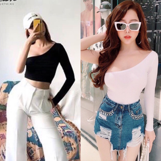 [ Mã WASTAPR giảm 10K đơn 50K] Áo lệch vai dài tay siêu hót
