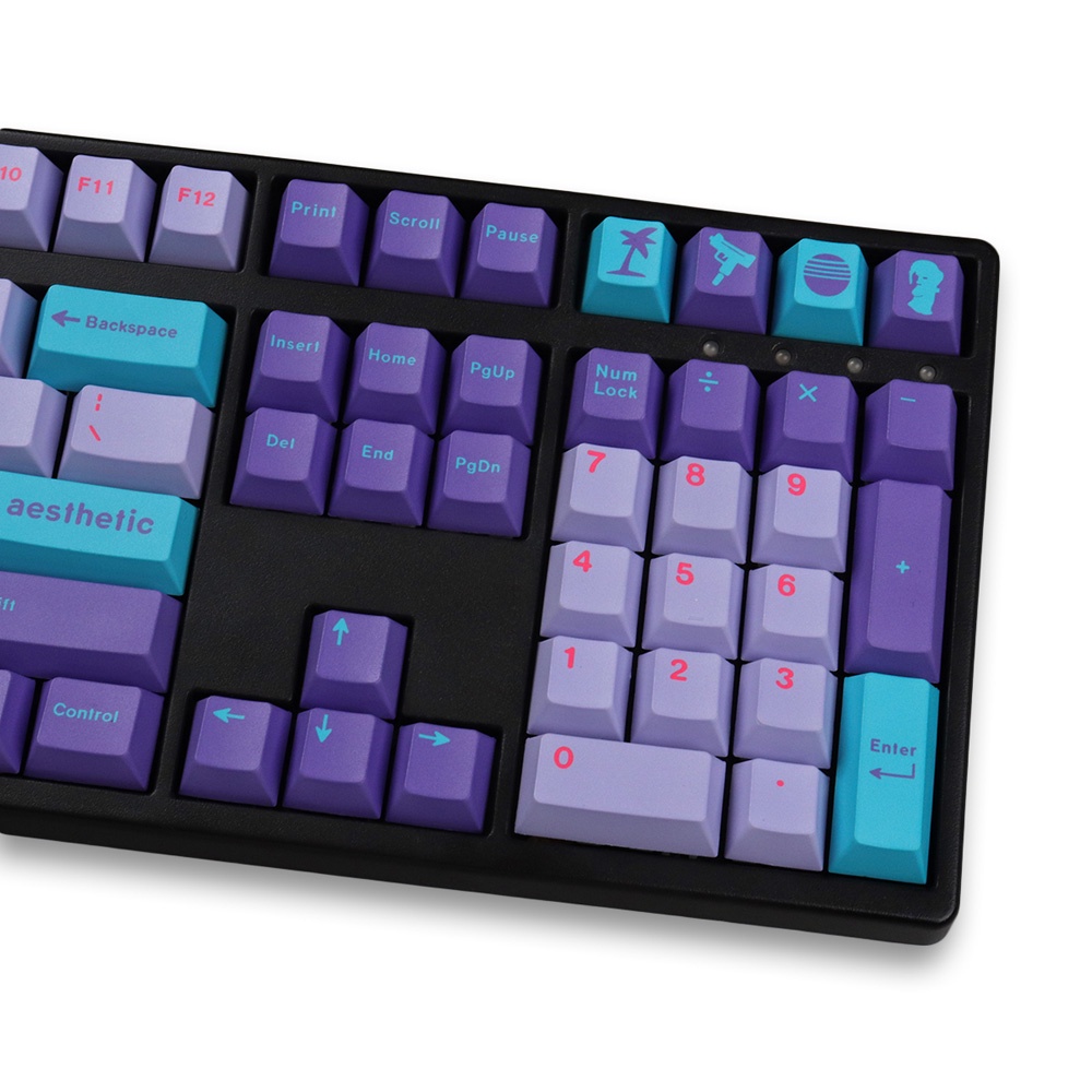 Bàn Phím Cơ Gmk Vaporwave PBT 130 Phím Chiều Cao Nhuộm Màu Độc Đáo Tiện Dụng