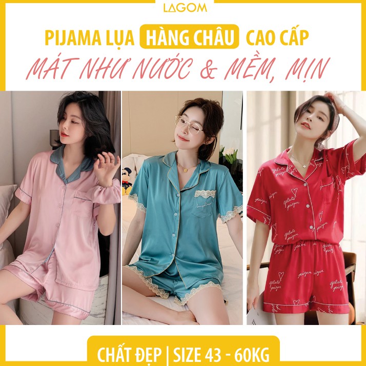 [CAO CẤP] Đồ Bộ Pijama Lụa Ngắn Tay ✨Bộ Ngủ Lụa Hè Cao Cấp Mát Lịm