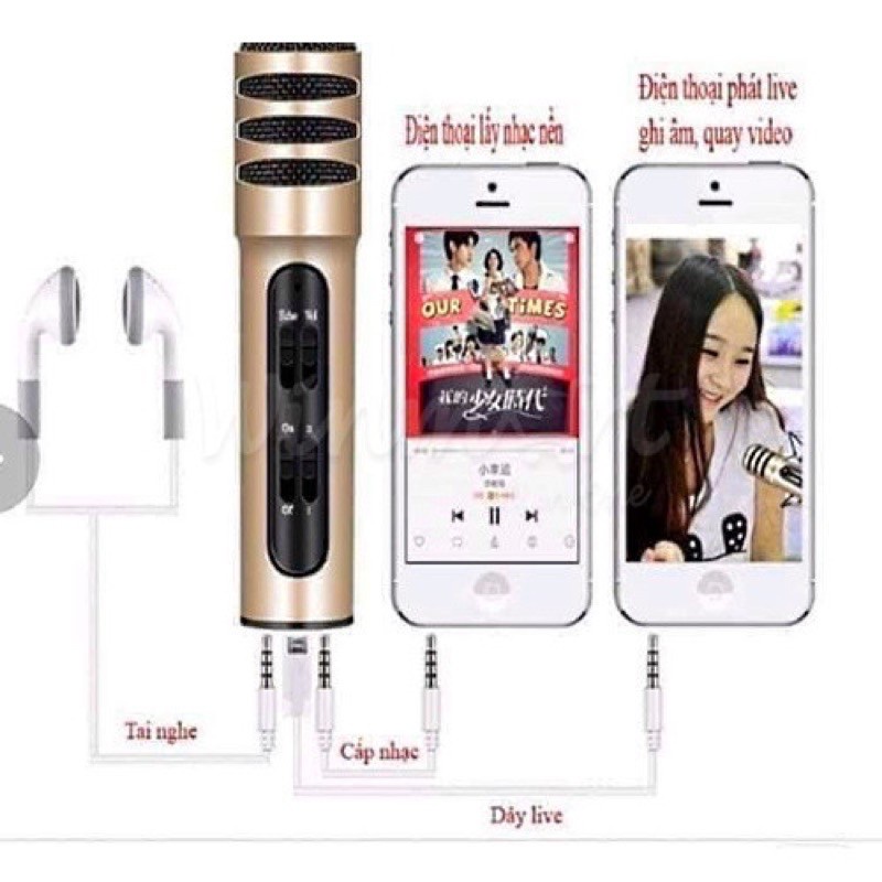 Micro Livestream C7 Loại 1,Thu Âm Hát Karaoke Livestream 3 in 1 - Chính hãng - Bh 12 tháng