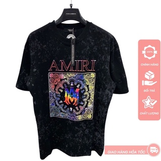Áo thun nam cao cấp Amiri 100% cotton đẹp cổ tròn màu đen loang kiểu áo phông tay lỡ form rộng Liao fashion