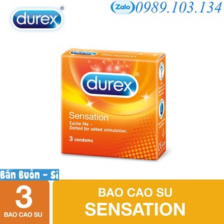 [sỉ 120 hộp zero]Bao cao su durex Sensation hộp 3c