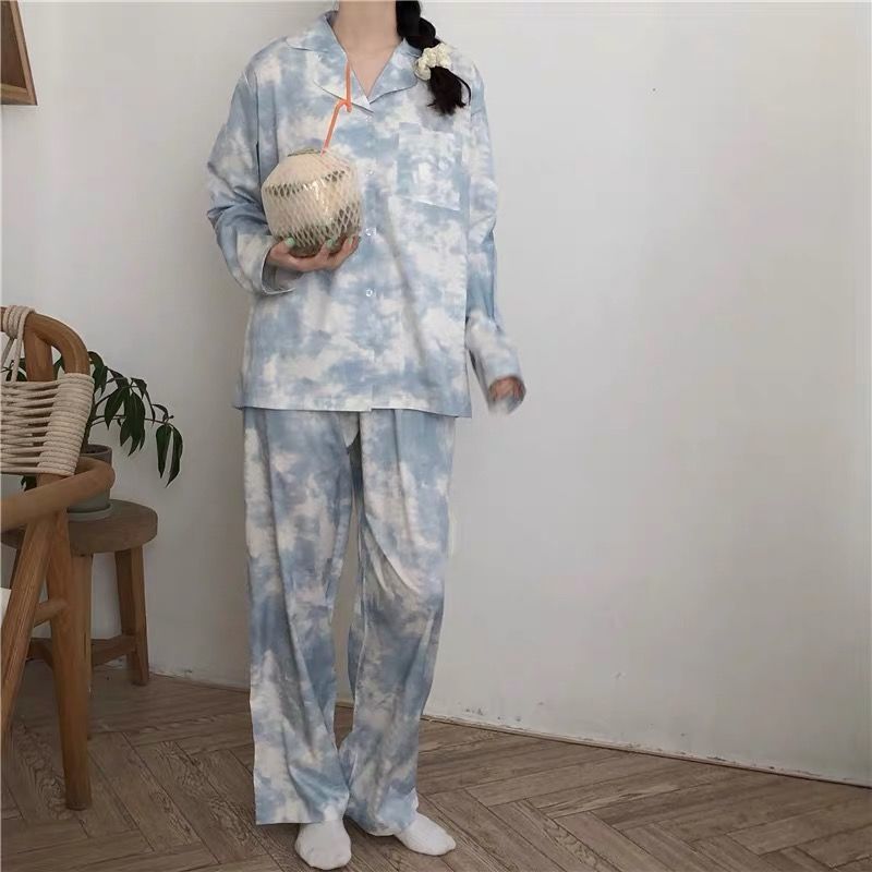 【COD】Tie Dye Pyjamas Homewear Nightwear Plus Size Pyjama Bộ Dài Tay Đồ Ngủ | BigBuy360 - bigbuy360.vn