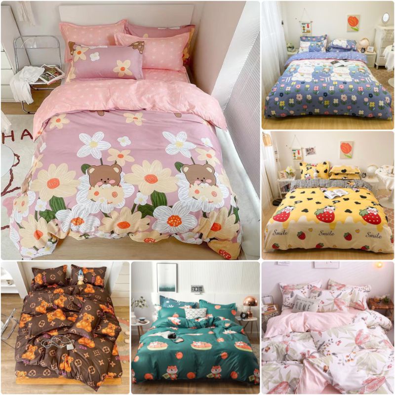 Bộ chăn ga gối Cotton Poly LEETRANG Bedding mẫu mới, chăn ga Hàn Quốc, miễn phí bo chun drap ga giường miễn phí