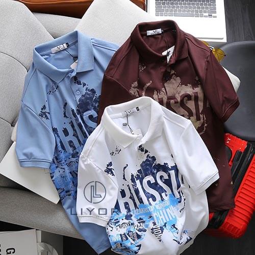 Áo thun nam có cổ áo phông polo nam vải cá sấu in loang dôc đáo cao cấp cá tính Liyorstore - ACB4063