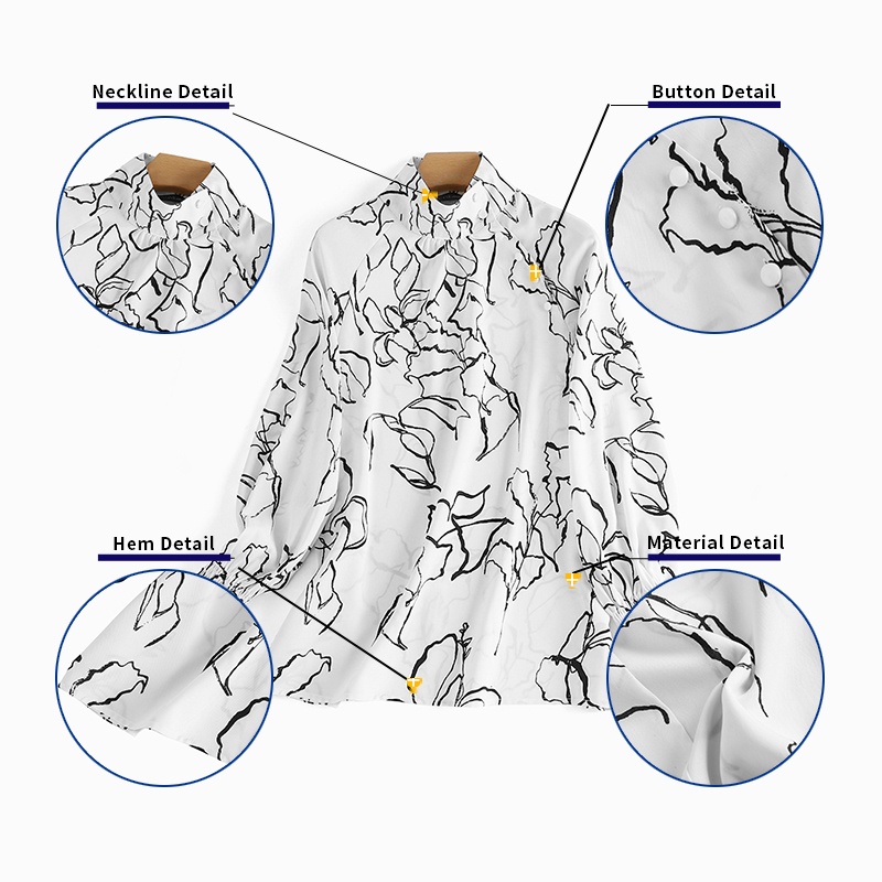 Áo kiểu ZANZEA tay dài phồng in họa tiết phong cách Hàn Quốc dành cho nữ