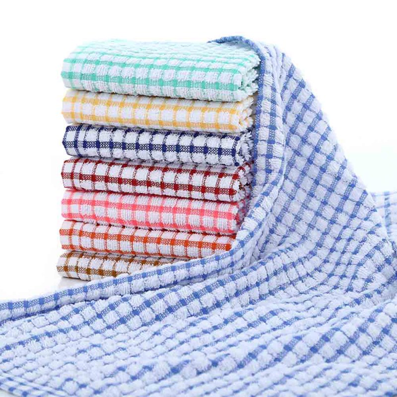 Khăn lau chén dĩa bằng cotton họa tiết sọc caro tiện dụng cho nhà bếp