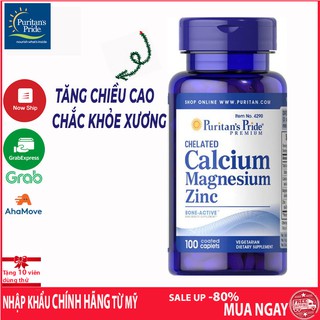 Viên uống Canci tổng hợp giúp tăng chiều cao - Chelated calcium magnesium zinc 100v của Puritan's Pride