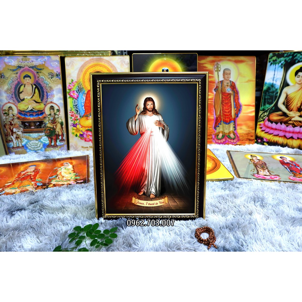 [NHIỀU MẪU] Tranh công giáo chúa Jesus bằng vải phủ bóng khung composite xịn xò 36x48cm