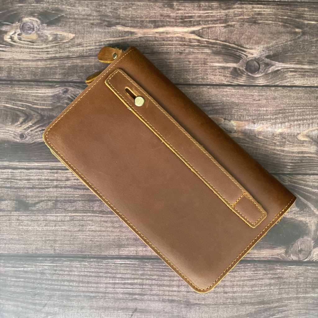 VÍ CẦM TAY DA SÁP 2 NGĂN KHÓA KÉO VD72