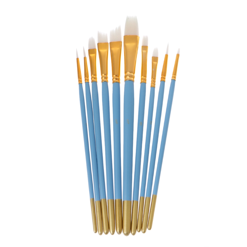 love*10Pcs Blue Oil Gouache Watercolor Painting Nail Art Pen White Nylon Hair Brushes