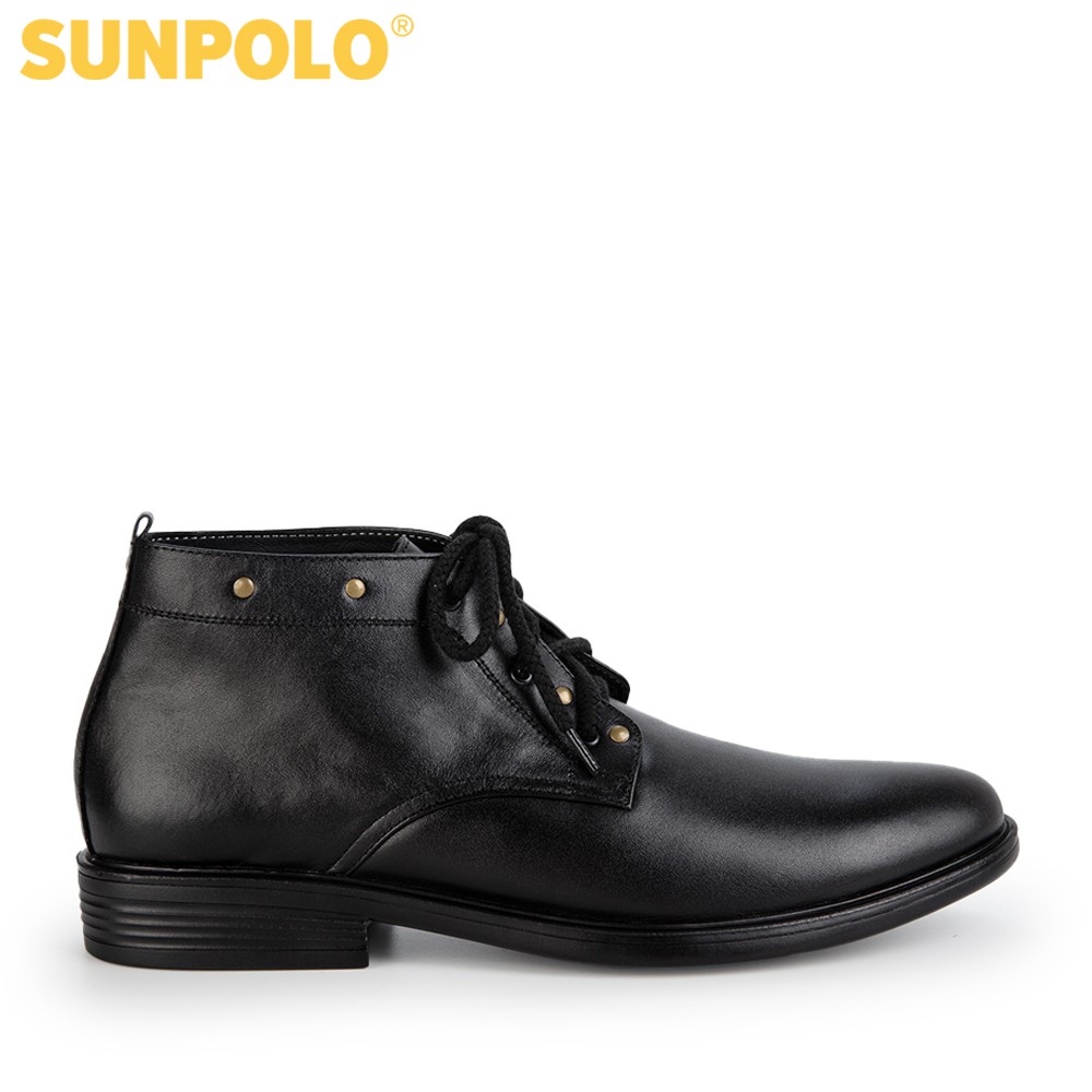 Giày Chukka Boot Nam Da Bò Cao Cấp SUNPOLO Đen - BOOT02