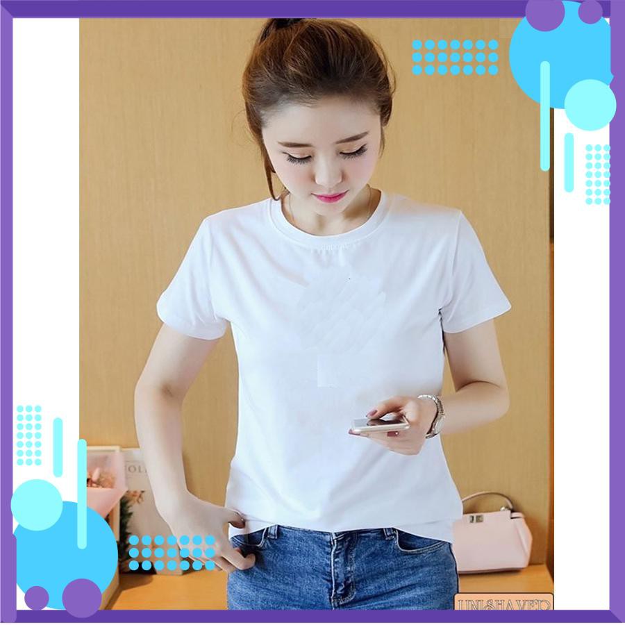 Freeship-HÈ Bán lẻ giá sỉ áo thun trơn nữ cổ tròn chất liệu cotton vải dày mịn 4 chiều cao cấp 3