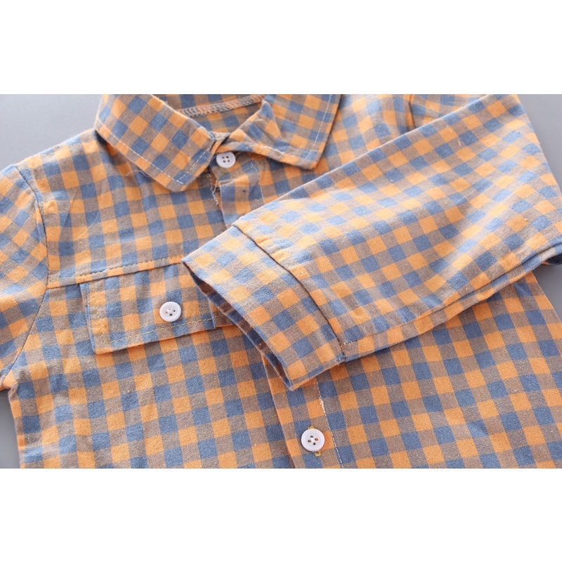 Áo sơ mi tay dài kẻ sọc caro phong cách Hàn Quốc thời trang mùa thu 2020 mới cho bé trai