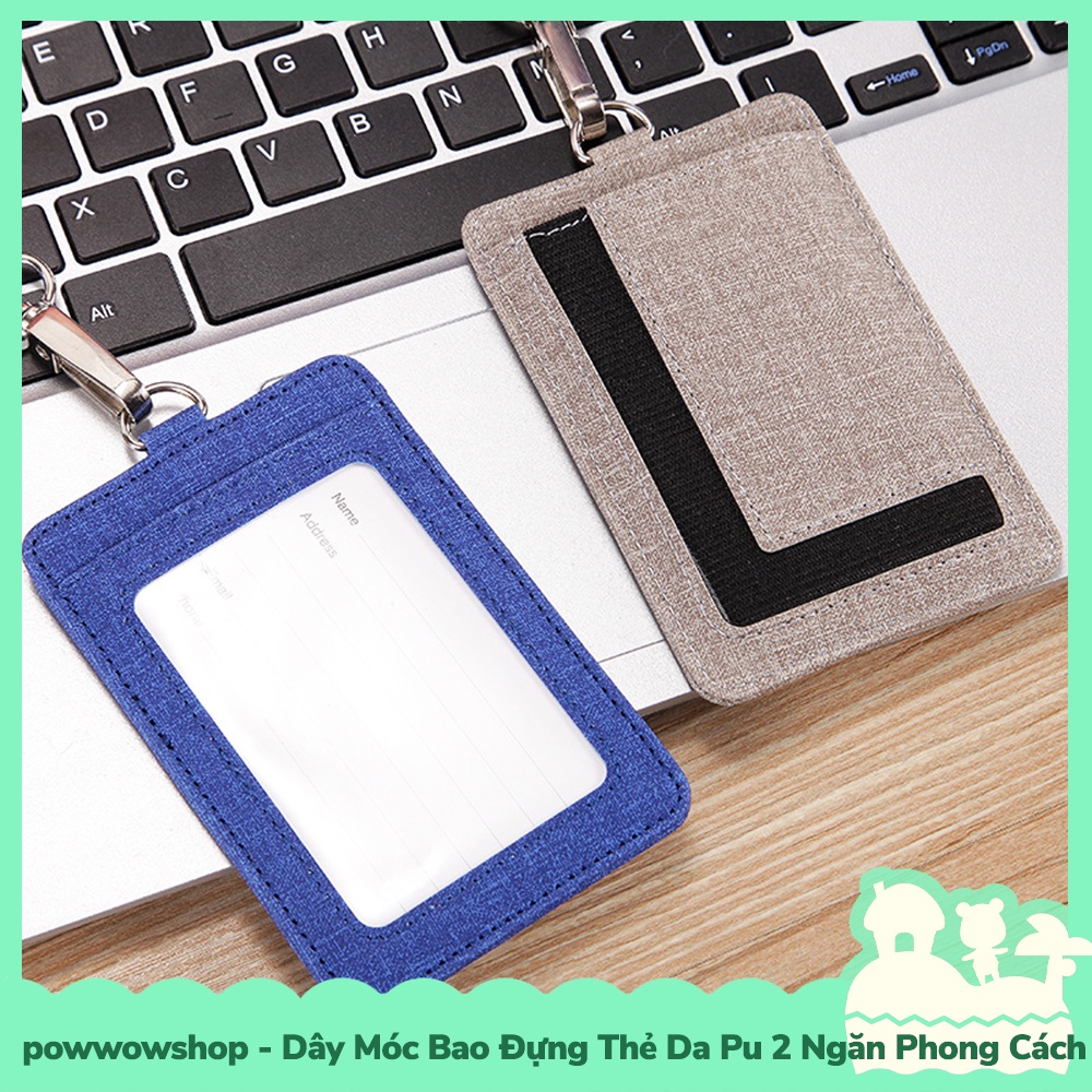 [Sẵn VN - Hỏa Tốc] Dây Móc Dài / Ngắn Kèm Bao Đựng Thẻ Nhân Viên Da Pu 2 Ngăn Phong Cách Simple Color Đơn Giản
