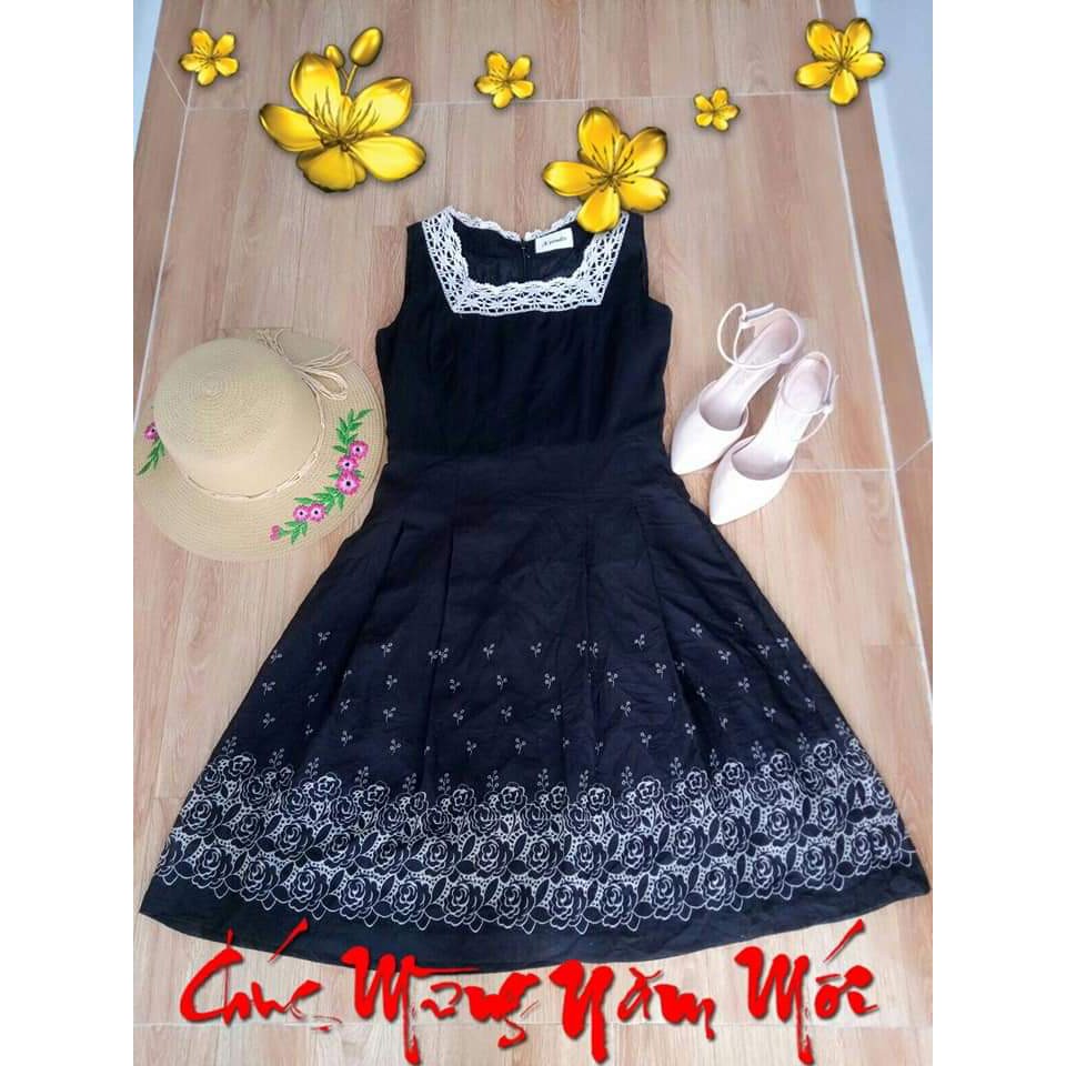 (Tặng son xịn) khi mua đầm suông thêu hoa ở cổ Zara vô cùng xinh xắn hàng thiết kế cao cấp ko đụng hàng
