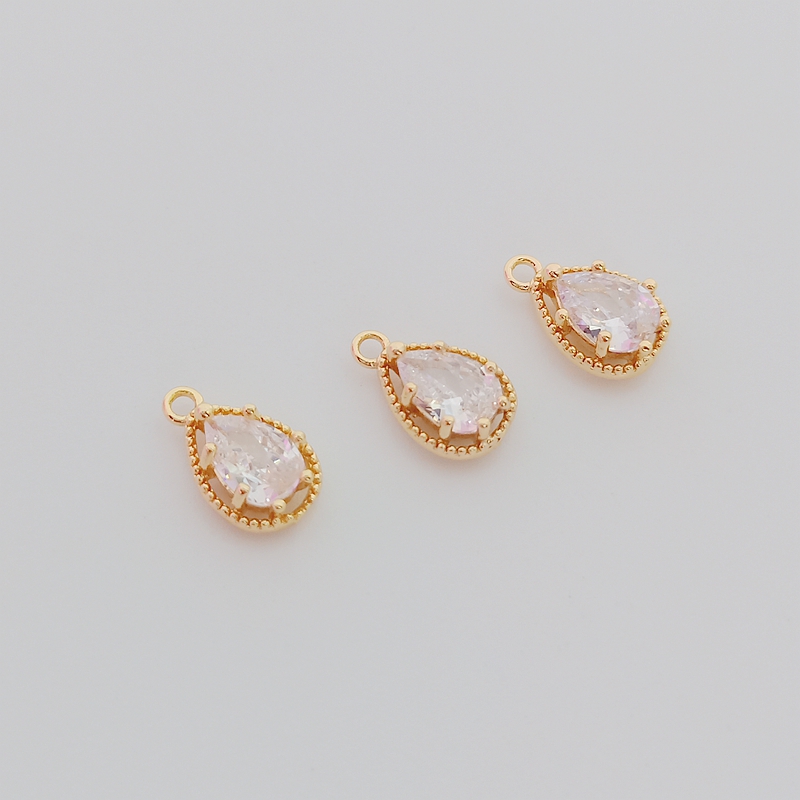 Mặt Vòng cổ 14k Hình Giọt Nước Đính Đá Zircon 10*6mm