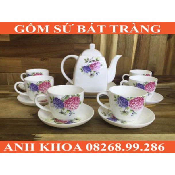 Bộ ấm chén Bát Tràng sang chảnh - Gốm sứ Bát Tràng Anh Khoa