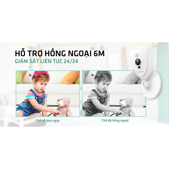 Camera IP Wifi Ebitcam EBF4 phân giải 2.0MP 1080P kiểu dáng gọn nhẹ - góc nhìn siêu rộng (Trắng)